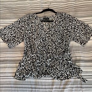Trixxi Black and White Animal Print Blouse